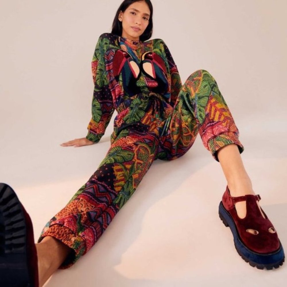 SOLD - Anthropologie Farm Rio Printed Dancer Tassel Pants Sz S - Picture 1 of 8